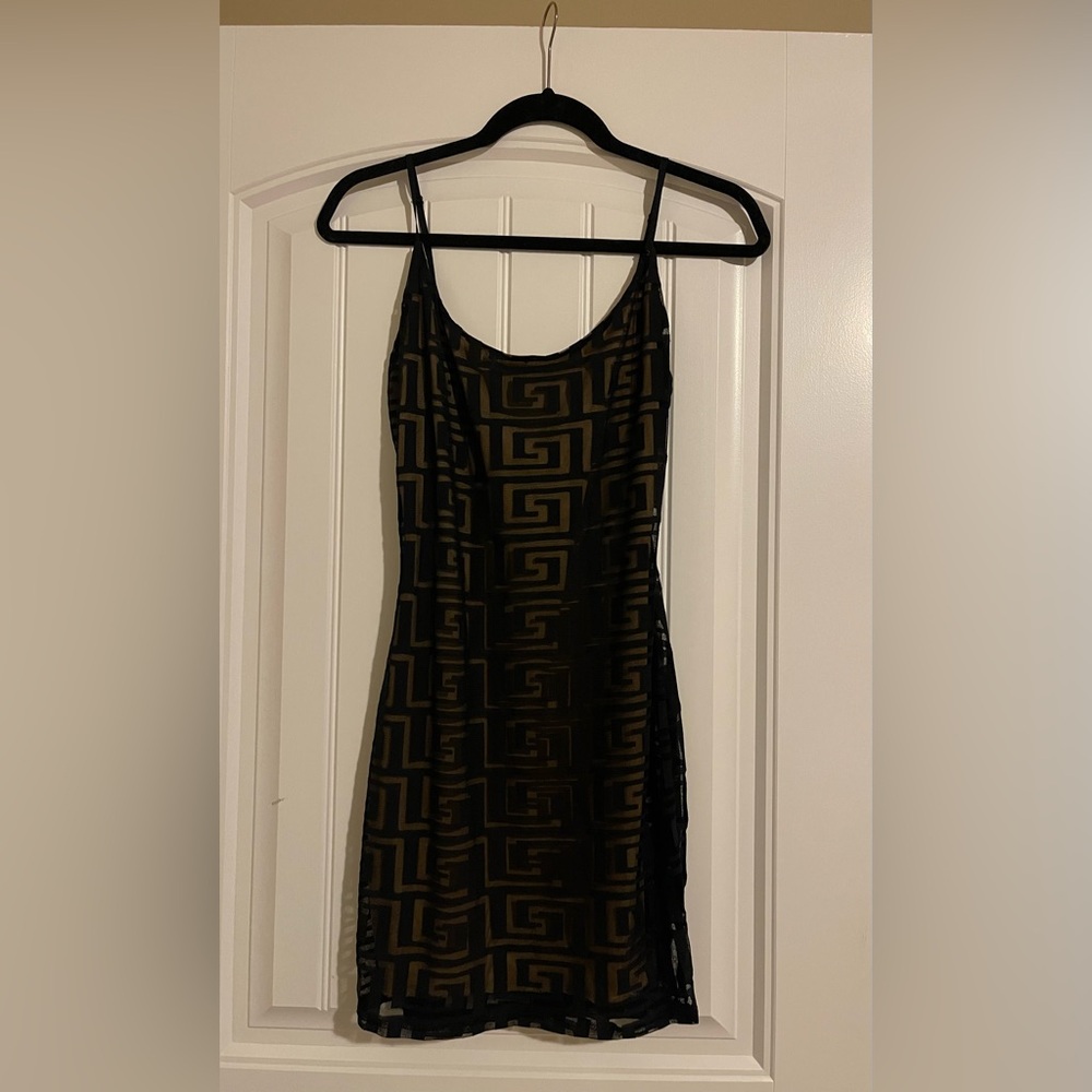 Black and Gold Patterned Women's Dress